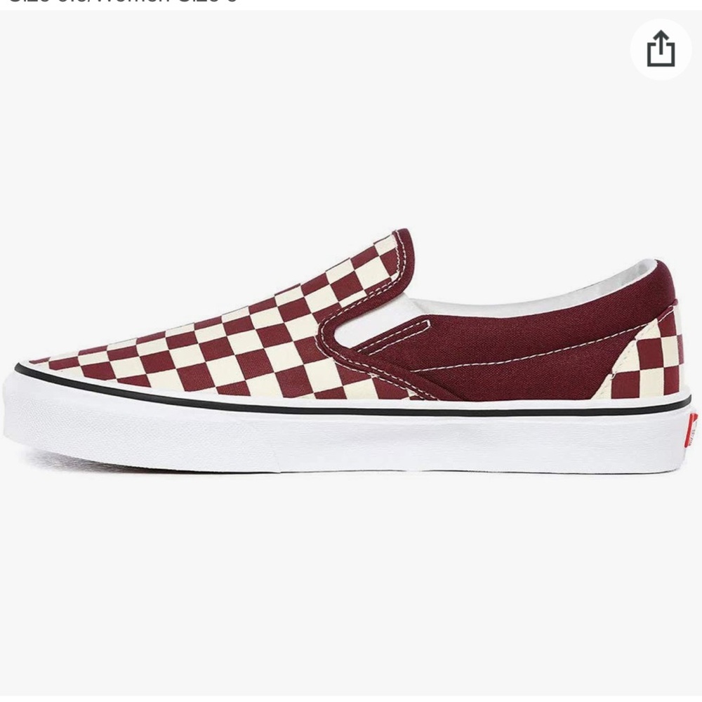 Vans Slip-On Checkerboard Sneakers in Maroon and Cream - Picture 3 of 10